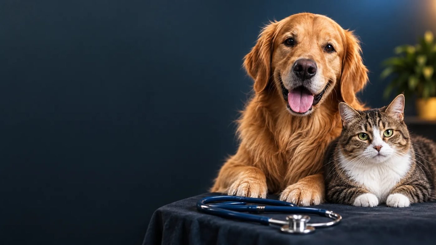 Perro recostado durante una revisión veterinaria